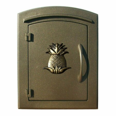 BOOK PUBLISHING CO 14 in. Manchester Non-Locking Column Mount Mailbox with Decorative Pineapple Logo in Bronze GR3167640